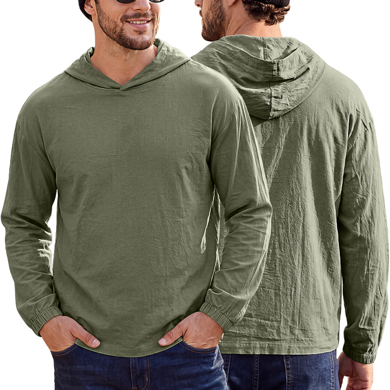 Men's Clothing Tops Men's American-Style Cotton Hooded Top with Cuffed Sleeves Pullover Shirt Outdoor Casual Long-Sleeved Sweatshirts Hoodies
