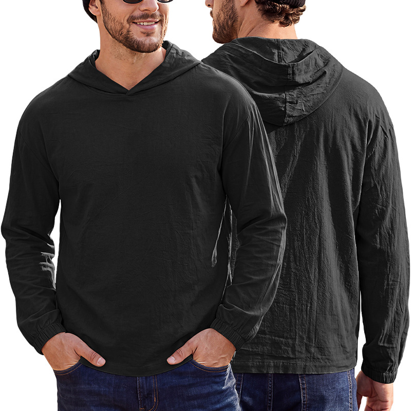Men's Clothing Tops Men's American-Style Cotton Hooded Top with Cuffed Sleeves Pullover Shirt Outdoor Casual Long-Sleeved Sweatshirts Hoodies