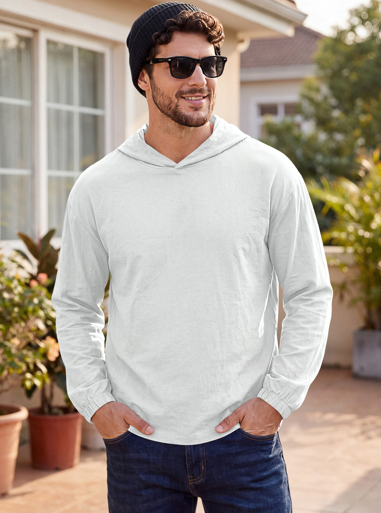 Men's Clothing Tops Men's American-Style Cotton Hooded Top with Cuffed Sleeves Pullover Shirt Outdoor Casual Long-Sleeved Sweatshirts Hoodies