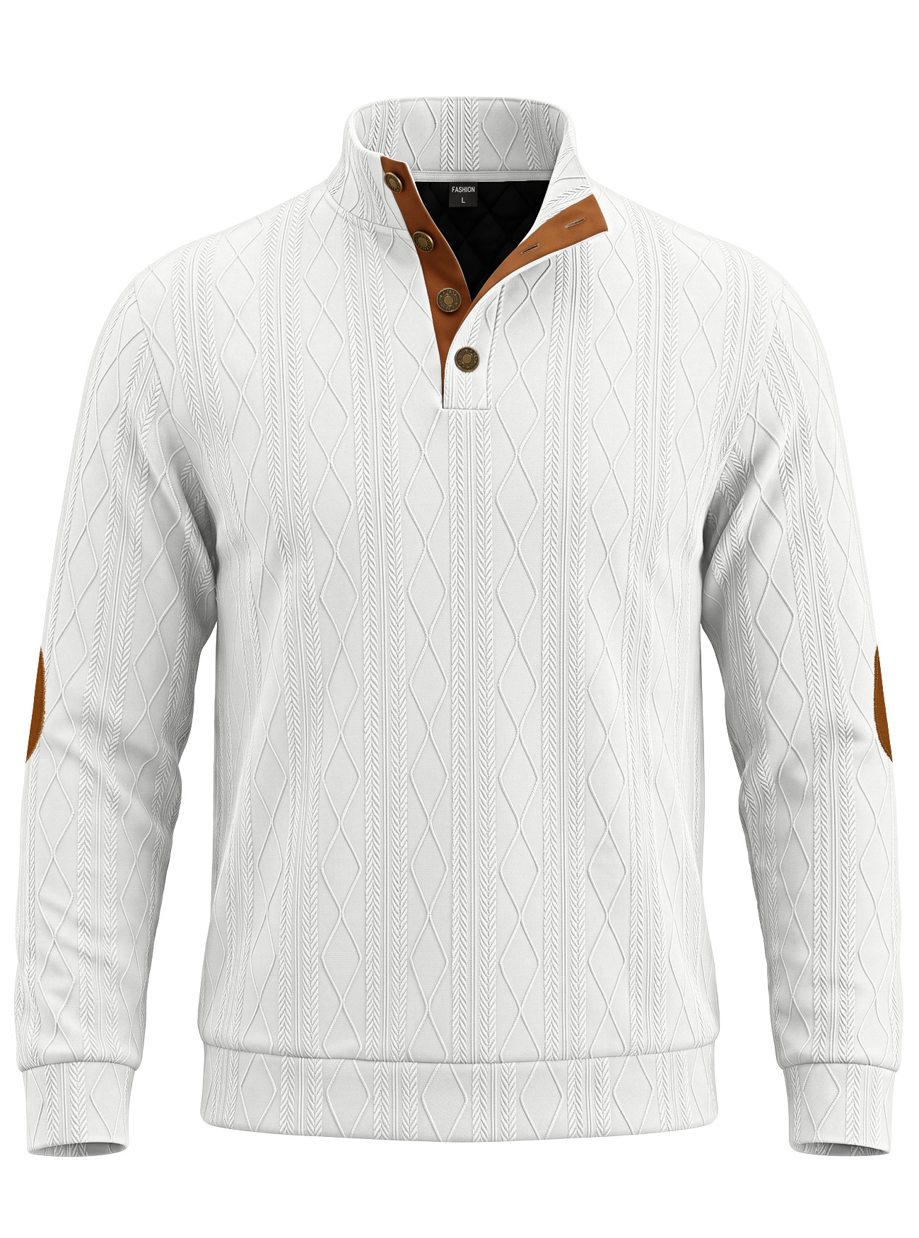 Men's Clothing Tops Sweatshirts Men's American-Style Pullover Sweater Autumn Winter Diamond Jacquard Top with Elbow Pads Loose-Fitting Long-Sleeved Casual Hoodie