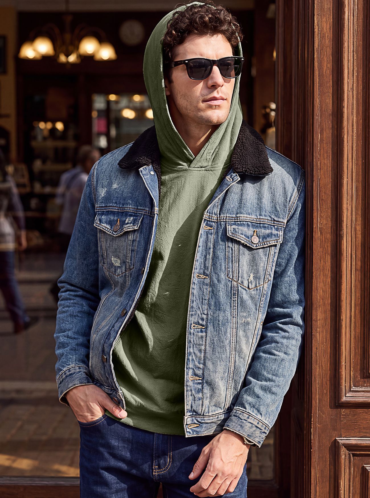 Men's Clothing Tops Men's American-Style Cotton Hooded Top with Cuffed Sleeves Pullover Shirt Outdoor Casual Long-Sleeved Sweatshirts Hoodies