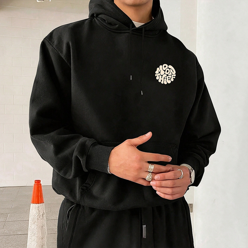 Men's Clothing Tops Sweatshirts Hoodies Men's Hooded Pullover Shirt European American Style Spring Autumn Large Size Printed Loose with Pockets Fashion Sports Top