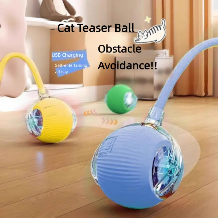 Pet Toy Electric Smart Cat Or Dog Toy Ball, USB Rechargeable Automatic Rolling Balls with LED Light & Obstacle Avoidance, Self-play Interactive  Toy for Indoor Cats Or Dogs Sturdy And Durable