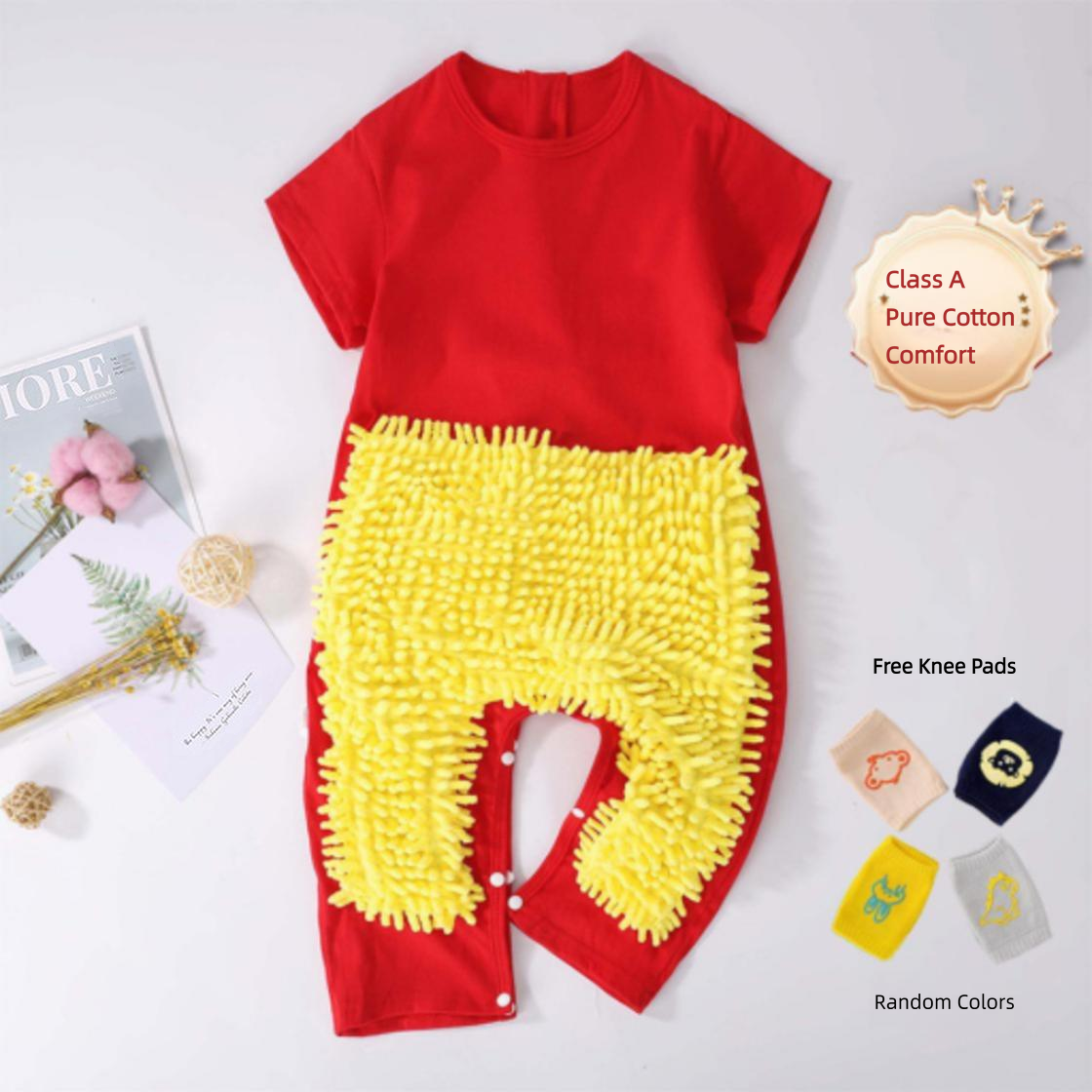 Baby Crawling Guard Suit Knee Elbow Pads Belly Hip Protection Romper Floor Cleaning Mopping Feature Thick Chenille Fluorescent Free Formaldehyde Free Safe Summer for Infant Toddler Unisex