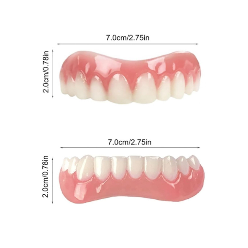 1 Set Upper & Lower Gum Veneers Dentures - Instant Smile Makeover, Natural-Looking Teeth Replacement, Comfortable & Easy to Use, Durable Plastic Material, Affordable Dental Solution for Men & Women