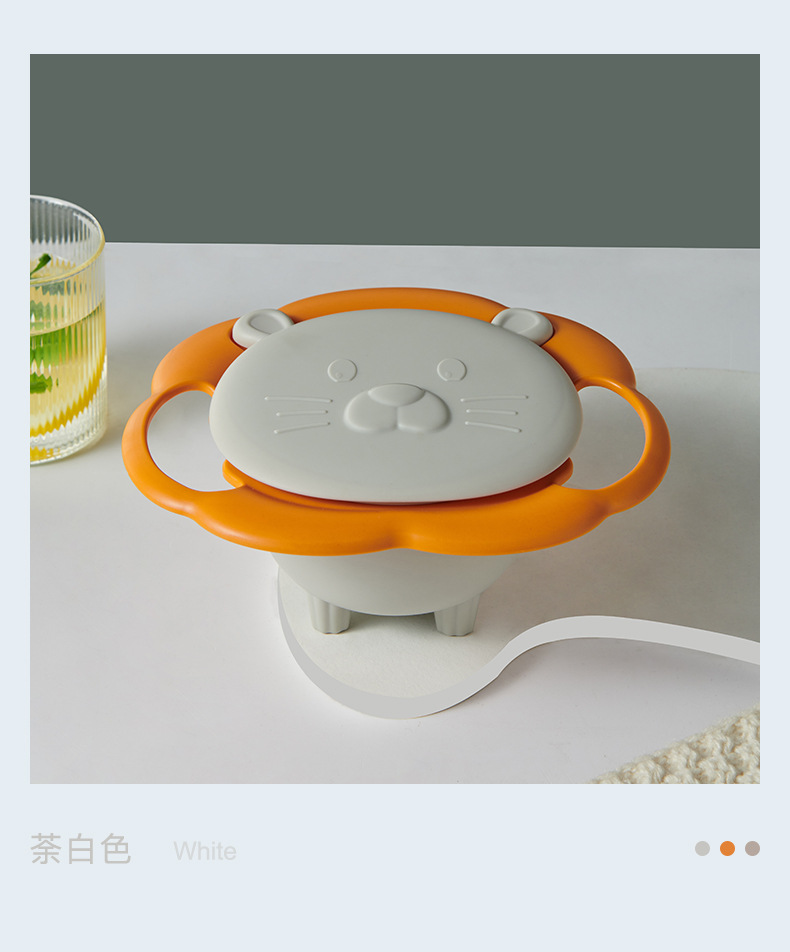 Baby Gyro Bowl 360 Degree Rotation Spill Proof Non-Spill Training Feeding Bowl Food Grade PP BPA Free Detachable Easy Clean Double Handles Anti-Tilt Self-Feeding Weaning Bowl for Toddlers Kids