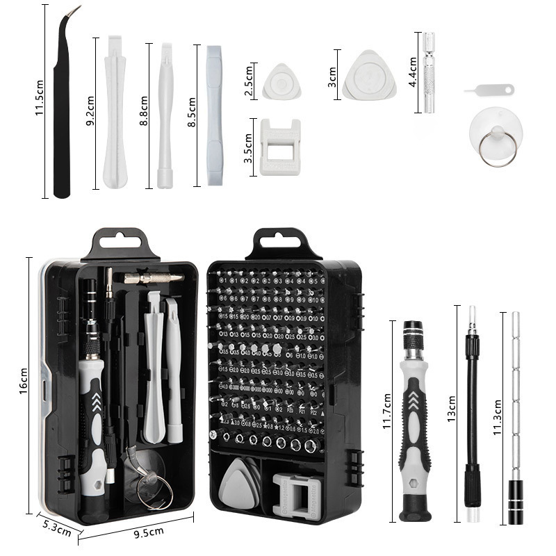 Multi functional 115 in one tool set screwdriver set disassembly notebook repair screwdriver embedded extension rod reinforced magnetic suction screwdriver set