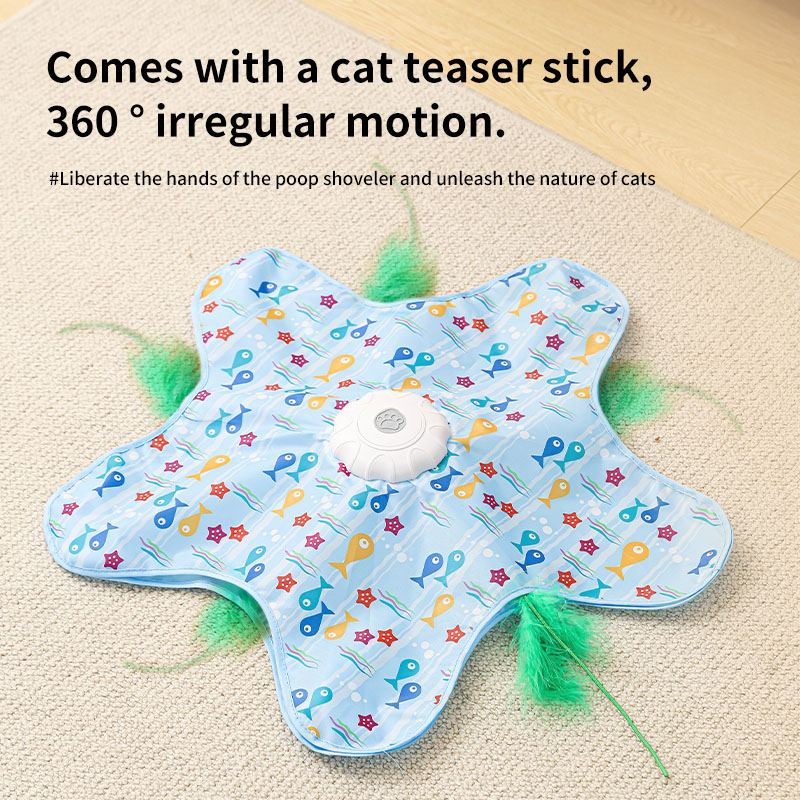 Pet Toy Interactive Cat Toys for Indoor Cats, Electric Smart Hunting Hide and Seek Turbo Motion 360° Rotating Self-play Kitten Toy with Built-in Wand USB Rechargeable