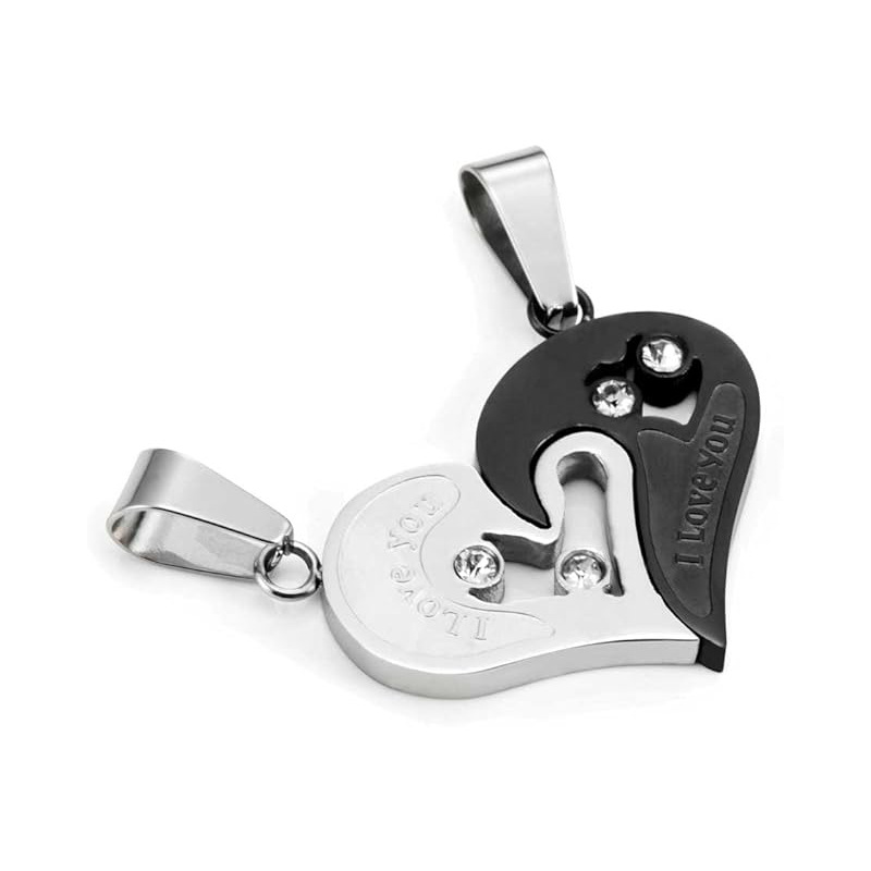 2Pcs/Set Couple Heart Shape I Love You Pendant Necklace Lovers Couples Jewelry Valentine's Gift，Fashion Couple Necklace Jewelry Unisex Lovers Couples Necklaces & Pendants