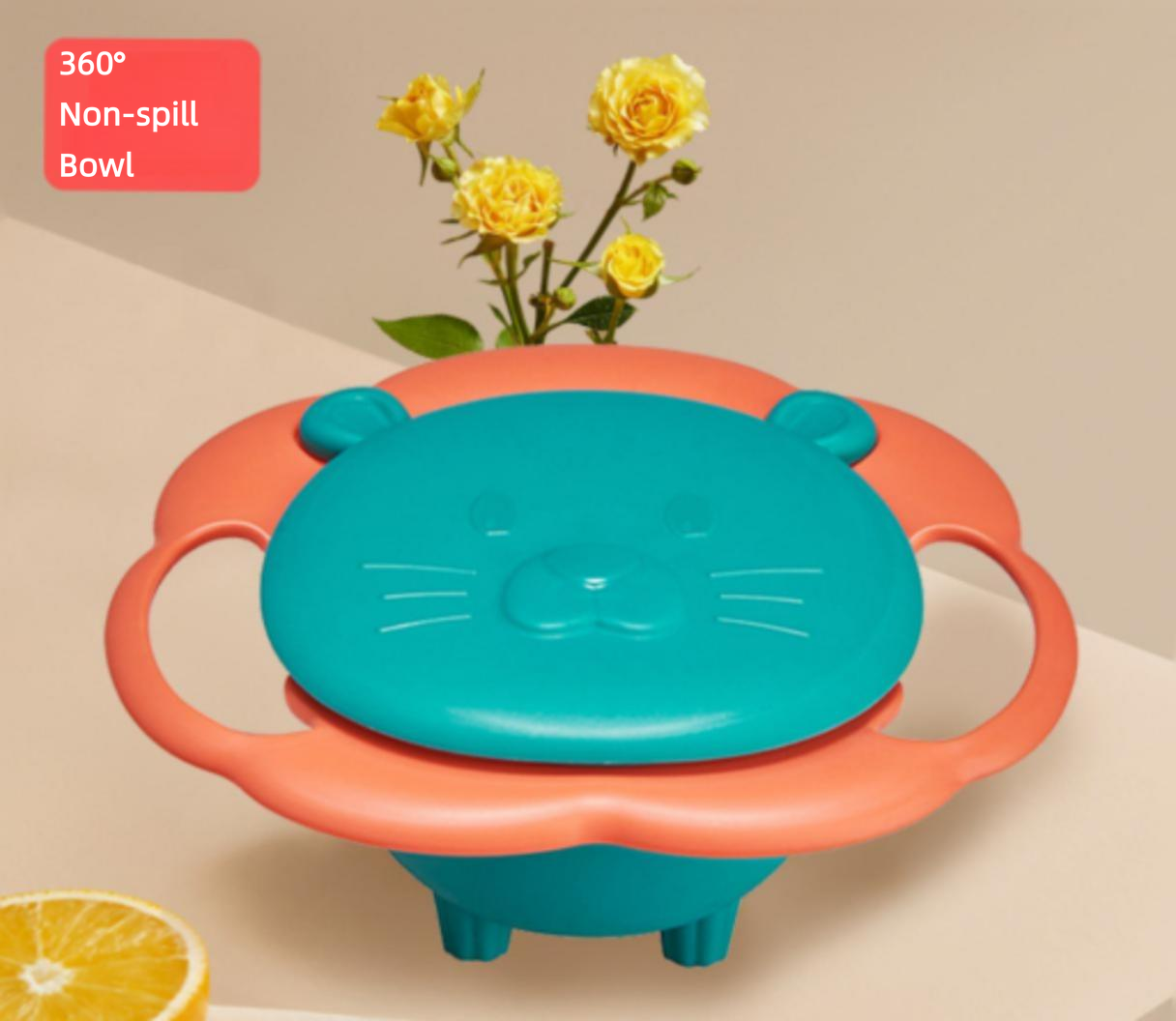 Baby Gyro Bowl 360 Degree Rotation Spill Proof Non-Spill Training Feeding Bowl Food Grade PP BPA Free Detachable Easy Clean Double Handles Anti-Tilt Self-Feeding Weaning Bowl for Toddlers Kids