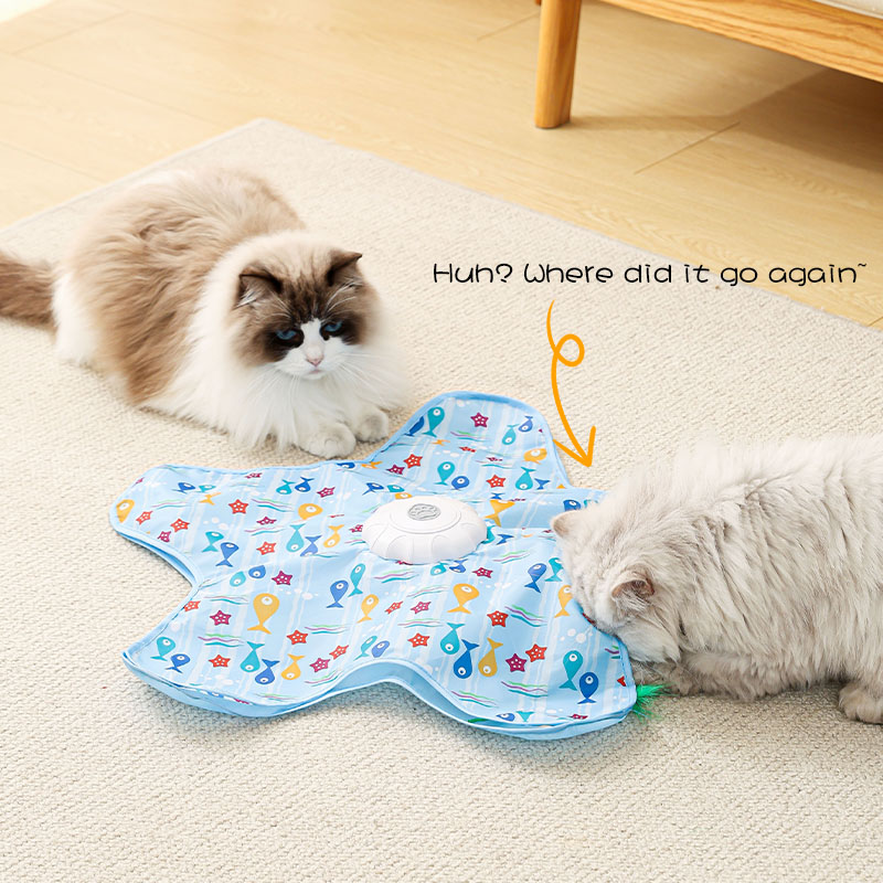 Pet Toy Interactive Cat Toys for Indoor Cats, Electric Smart Hunting Hide and Seek Turbo Motion 360° Rotating Self-play Kitten Toy with Built-in Wand USB Rechargeable