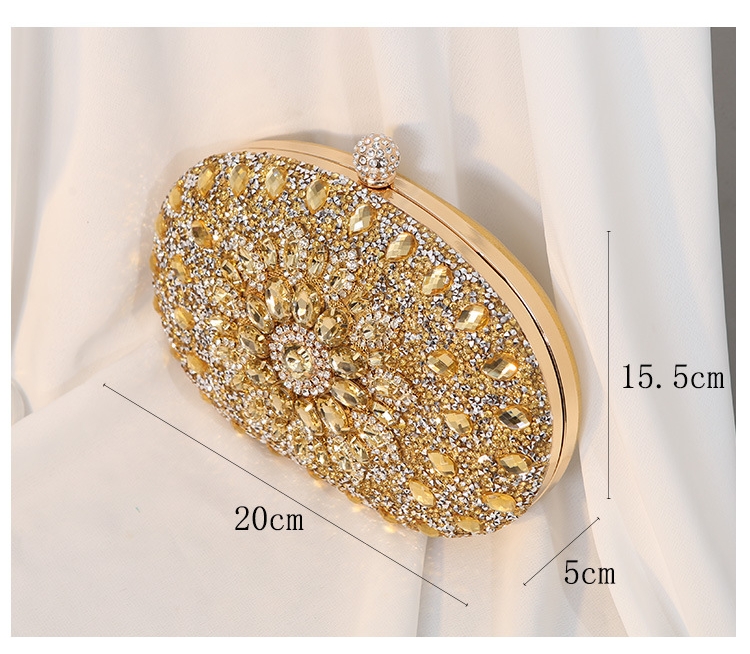 Clutch Bag Alloy Flower Rhinestone Crystal Sparkly Evening Party Handbag for Women Wedding Prom Formal Elegant Luxury Purse Gold Silver Rose Red Green