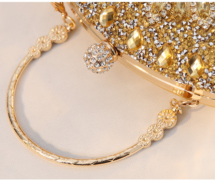 Clutch Bag Alloy Flower Rhinestone Crystal Sparkly Evening Party Handbag for Women Wedding Prom Formal Elegant Luxury Purse Gold Silver Rose Red Green