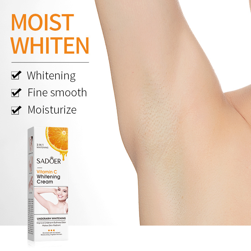 SADOER Body Whitening Cream 50g Vitamin C Underarm Brightening, Moisturizing Nourishing Radiant Skin, Improve Dullness Odor Dark Spots, Niacinamide Glycerin Citrus, For Arm Leg Knee Elbow