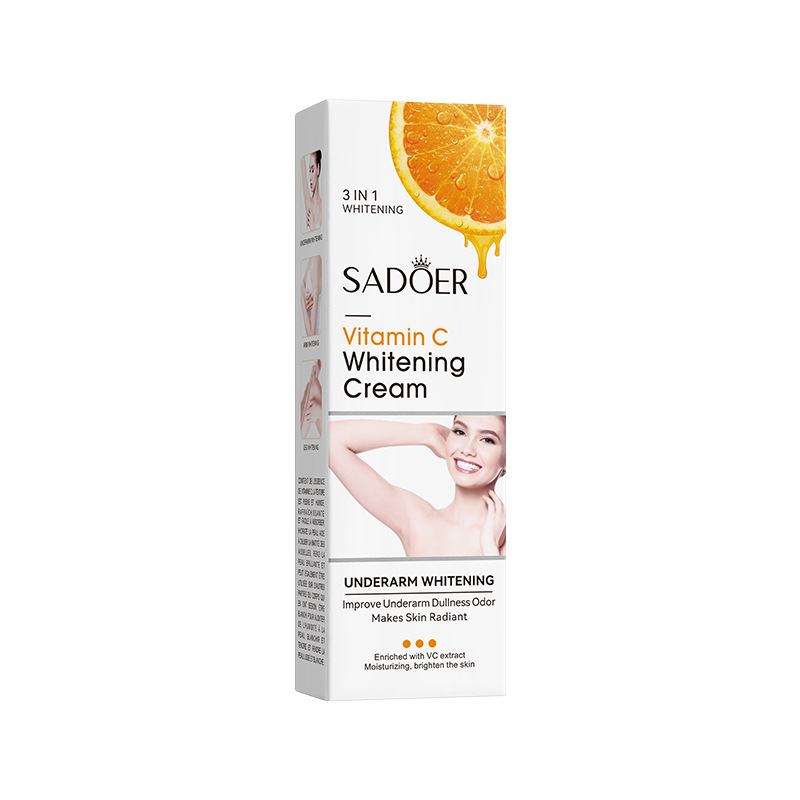 SADOER Body Whitening Cream 50g Vitamin C Underarm Brightening, Moisturizing Nourishing Radiant Skin, Improve Dullness Odor Dark Spots, Niacinamide Glycerin Citrus, For Arm Leg Knee Elbow