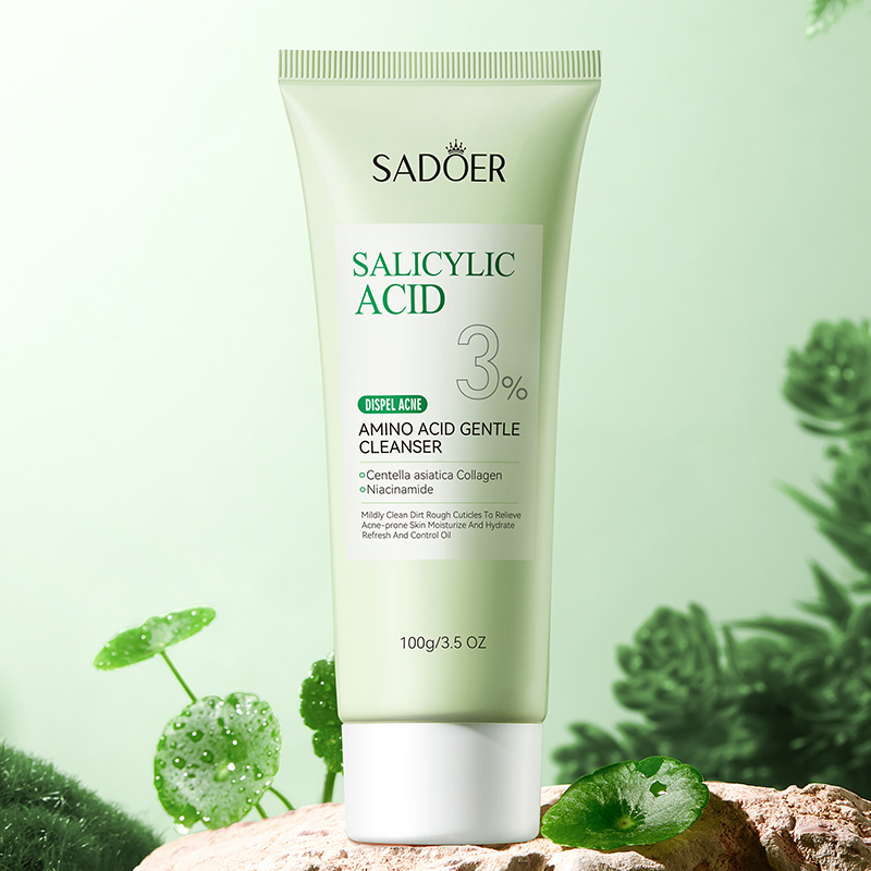 Face Cleanser Salicylic Acid 3%Amino Acid Acne Removal Face Cleanser,Oil Control Deep Cleaning Shrink Pores Eliminates Acne,Gentle Exfoliating Moisturizing Repair Skin Barrier,For Oily Acne-Prone Skin