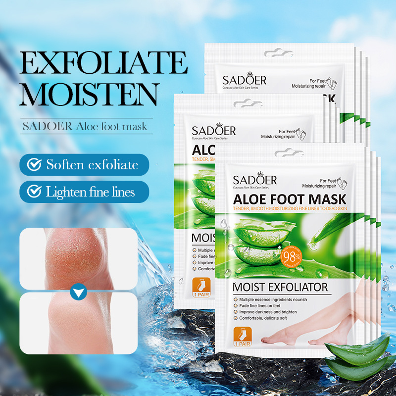 Foot Mask Aloe Vera Moisturizing Exfoliating Peeling,Remove Dead Skin Calluses Cracked Heels, Soften Smooth Tender Feet,Hydrating Nourishing Foot Care,Baby Like Soft Skin,Spa Home Use,Moist Exfoliator