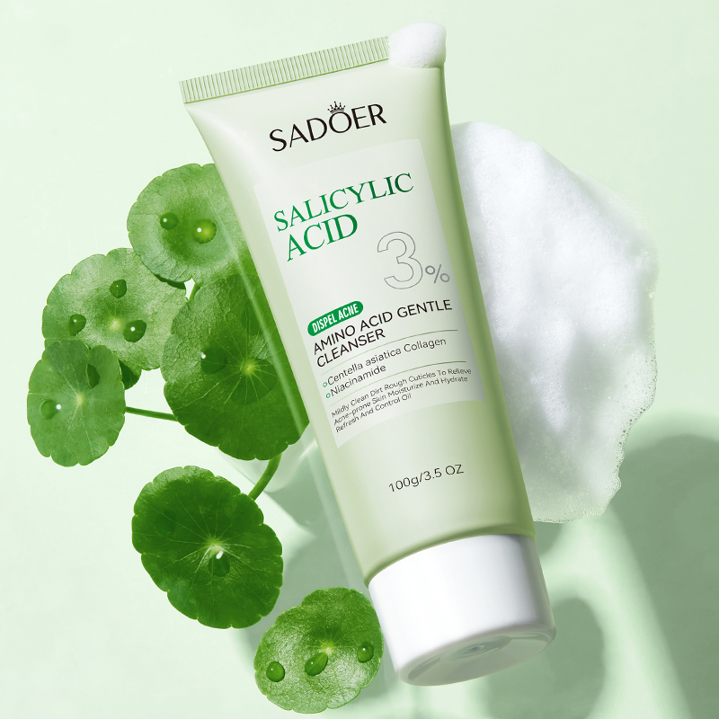 Face Cleanser Salicylic Acid 3%Amino Acid Acne Removal Face Cleanser,Oil Control Deep Cleaning Shrink Pores Eliminates Acne,Gentle Exfoliating Moisturizing Repair Skin Barrier,For Oily Acne-Prone Skin