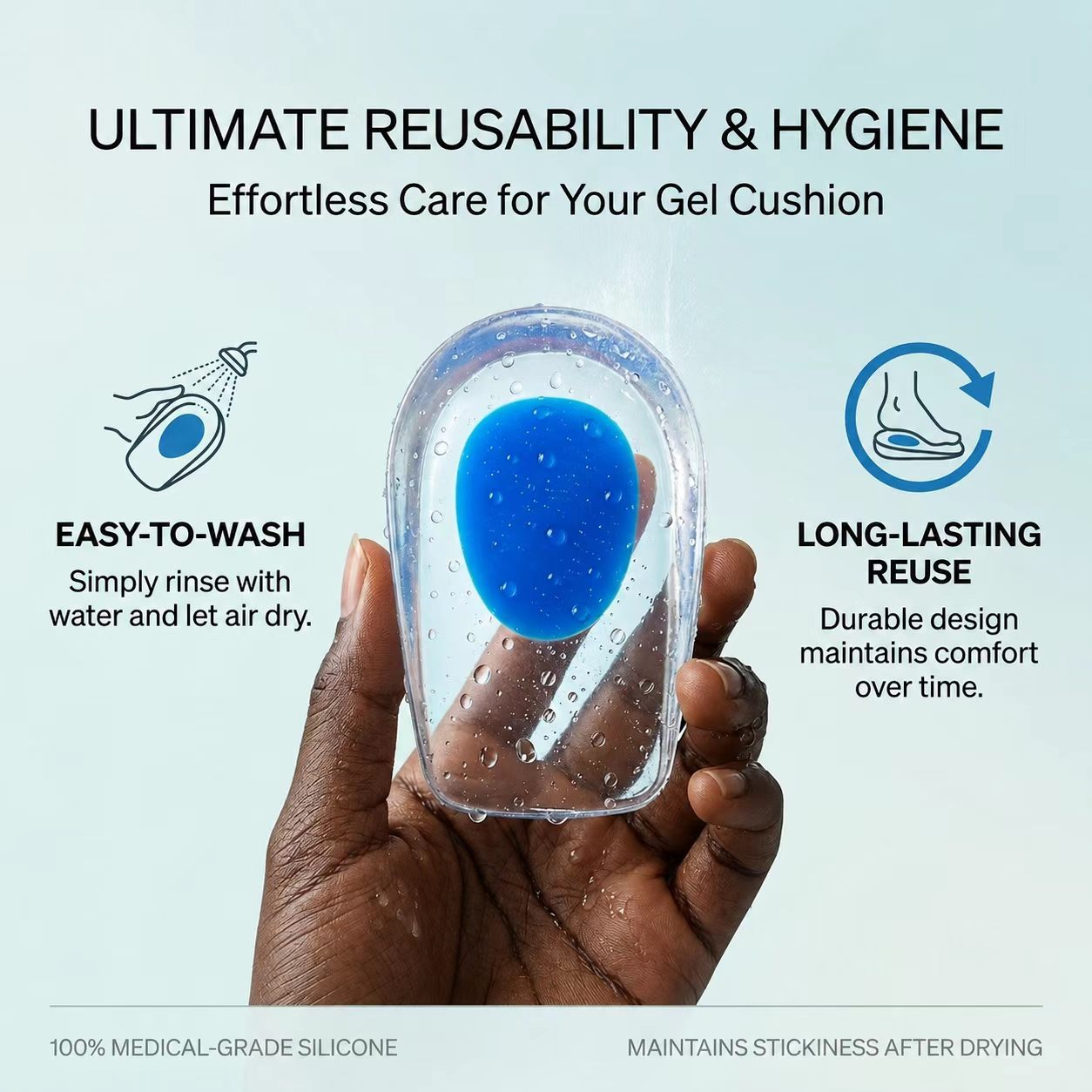 Favorite(46) 1pair Soft Silicone Gel Insoles for heel spurs pain Foot cushion Foot Massager Care Shoe Care