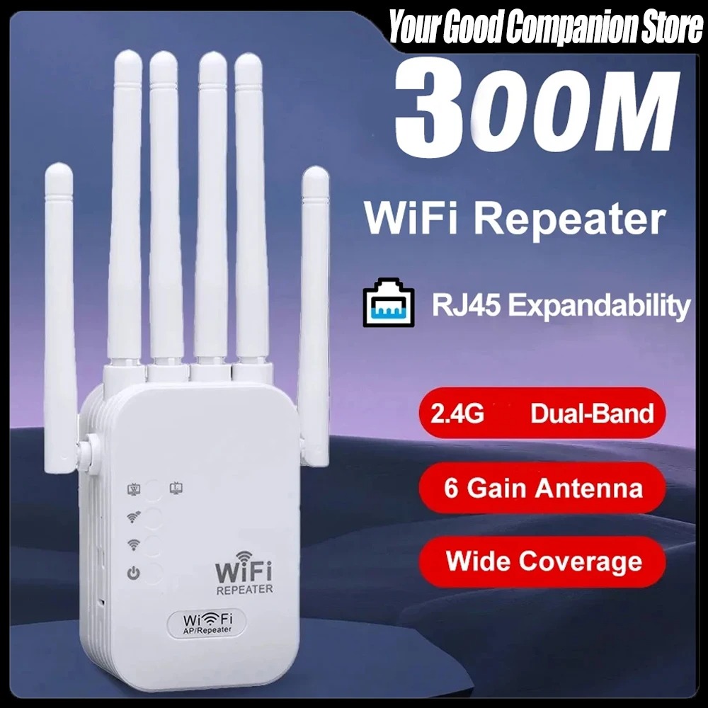300Mbps Booster 6 Gain antenna 2.4G Wireless WiFi Repeater WIFI Extender Signal Dual-band Network 802.11ac WiFi Amplifier Router