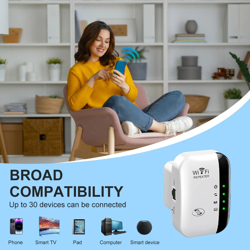 300Mbps Wireless WiFi Repeater WiFi Range Extender Wireless 4 Status Light Internet Repeater Long Range Amplifier