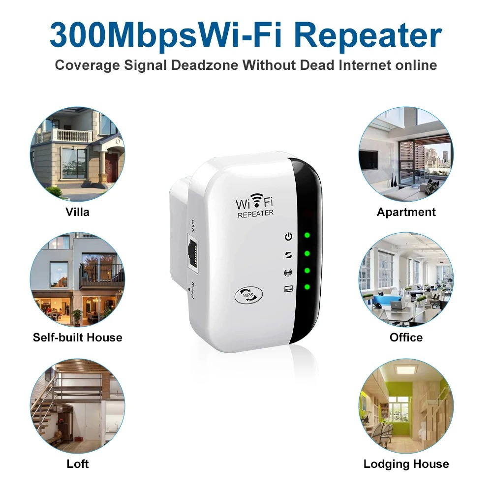300Mbps Wireless WiFi Repeater WiFi Range Extender Wireless 4 Status Light Internet Repeater Long Range Amplifier