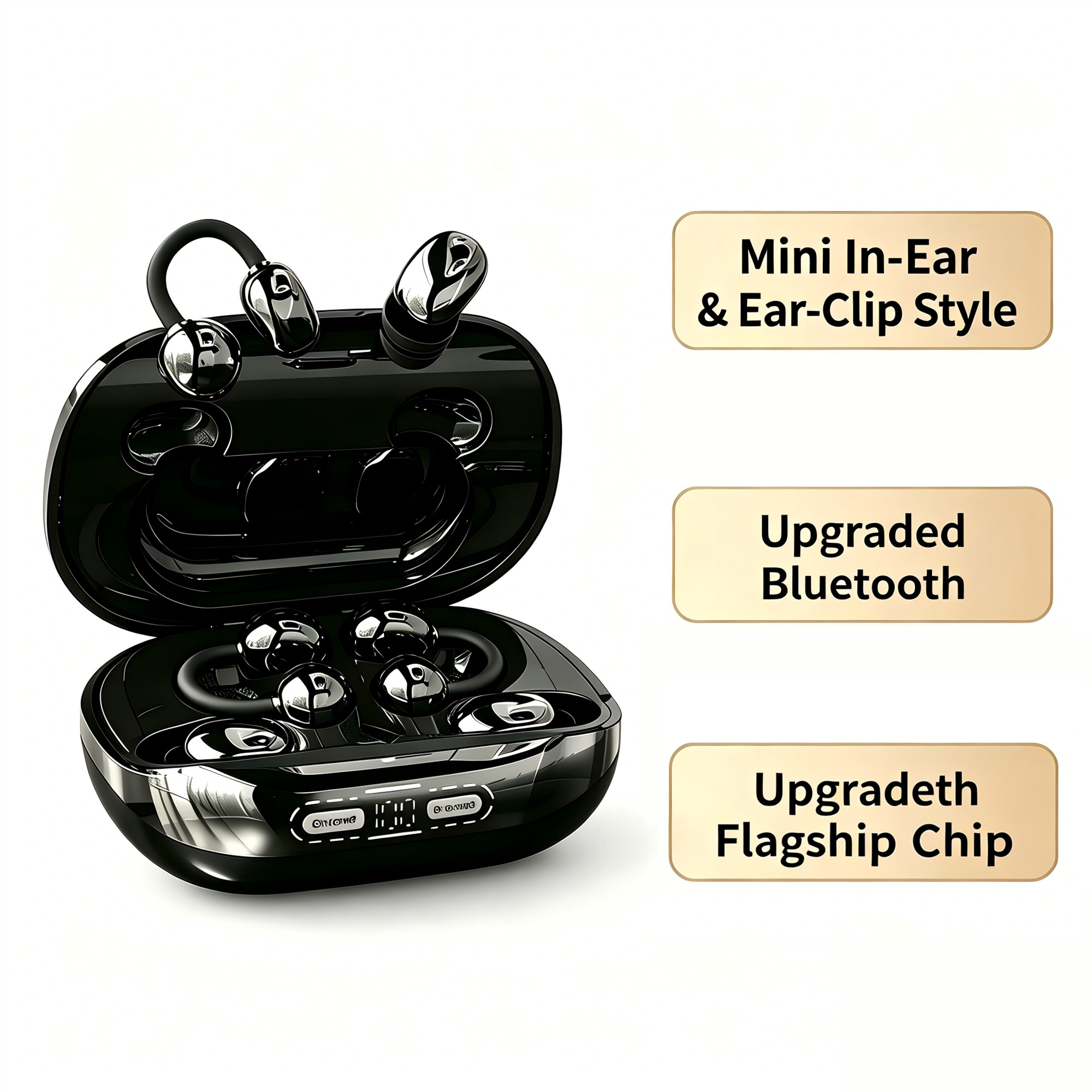 2 in 1 Sharing Wireless Earbuds In-ear & Ear-clip Bluetooth HIFI Stereo For Couple Dual Use