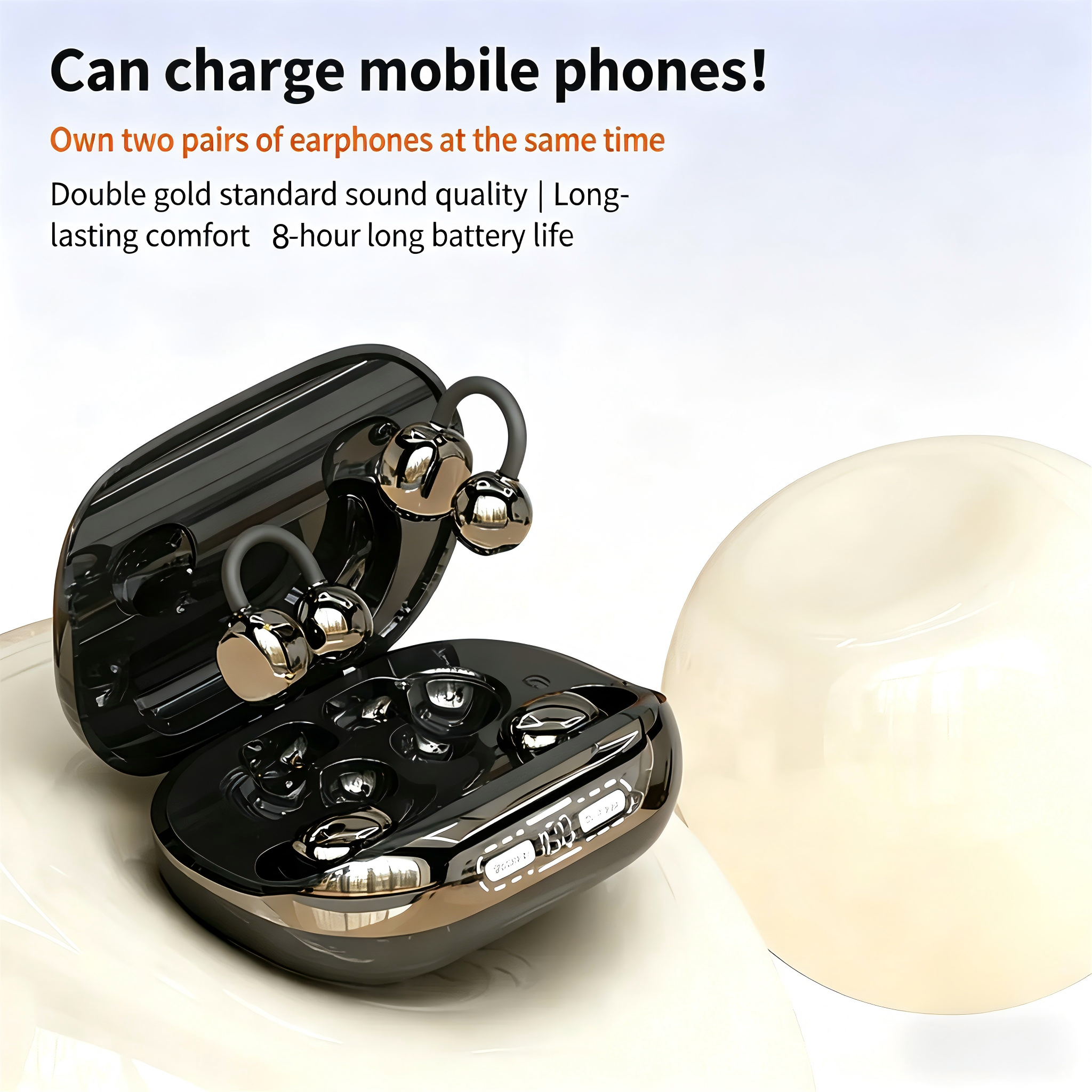 2 in 1 Sharing Wireless Earbuds In-ear & Ear-clip Bluetooth HIFI Stereo For Couple Dual Use