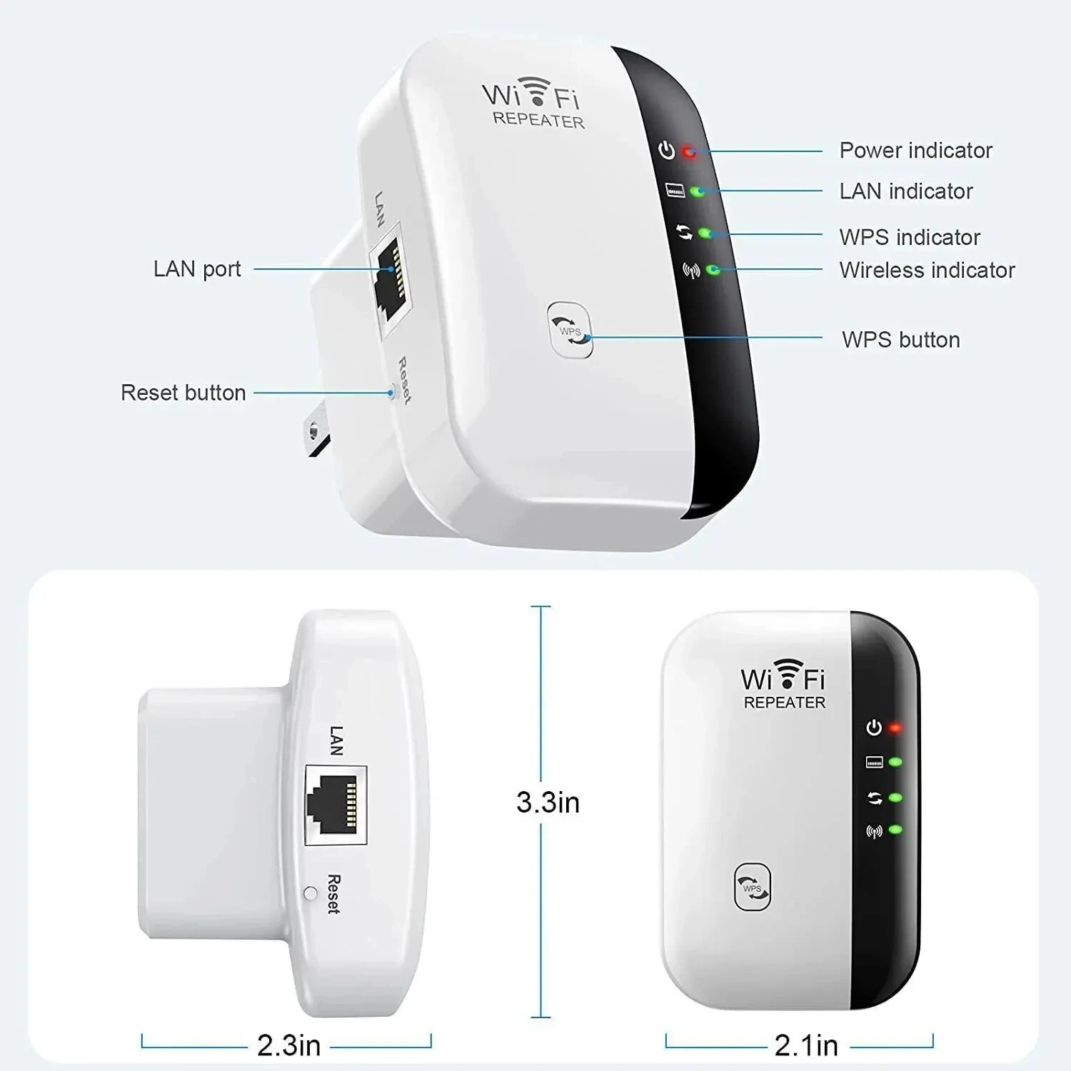 300Mbps Wireless WiFi Repeater WiFi Range Extender Wireless 4 Status Light Internet Repeater Long Range Amplifier