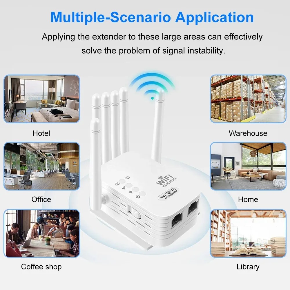 300Mbps Booster 6 Gain antenna 2.4G Wireless WiFi Repeater WIFI Extender Signal Dual-band Network 802.11ac WiFi Amplifier Router