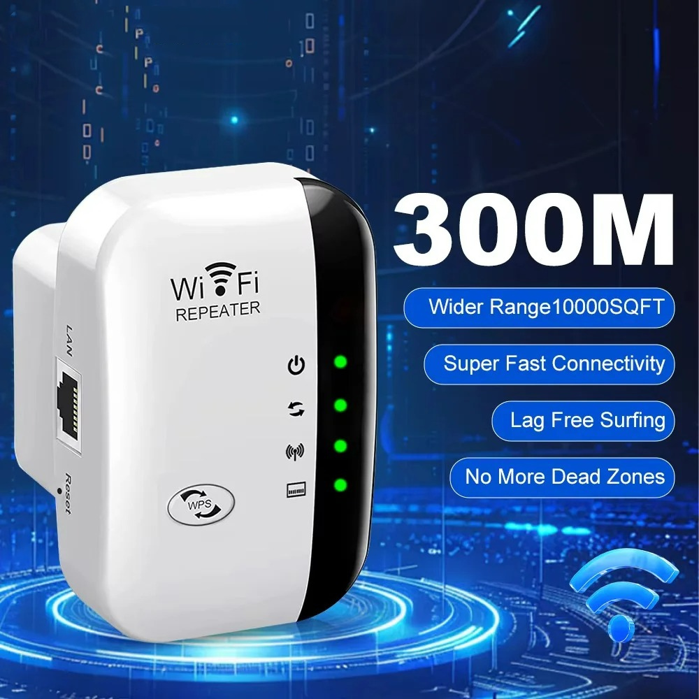 300Mbps Wireless WiFi Repeater WiFi Range Extender Wireless 4 Status Light Internet Repeater Long Range Amplifier