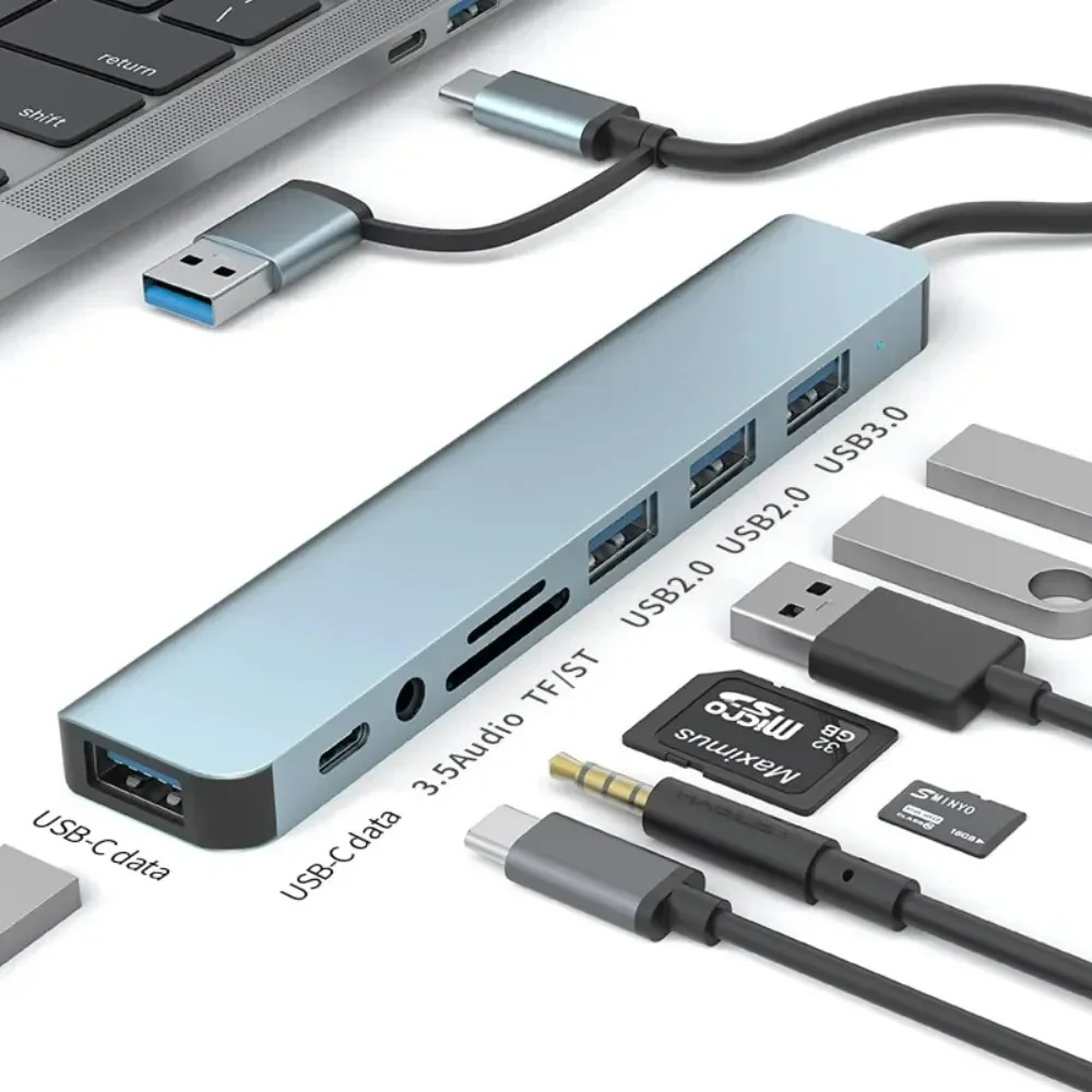 8in2 USB3.0 HUB USB C HUB TYPE-C Docking Station High Speed Transmission SD TF Card Reader Dock For PC Laptop