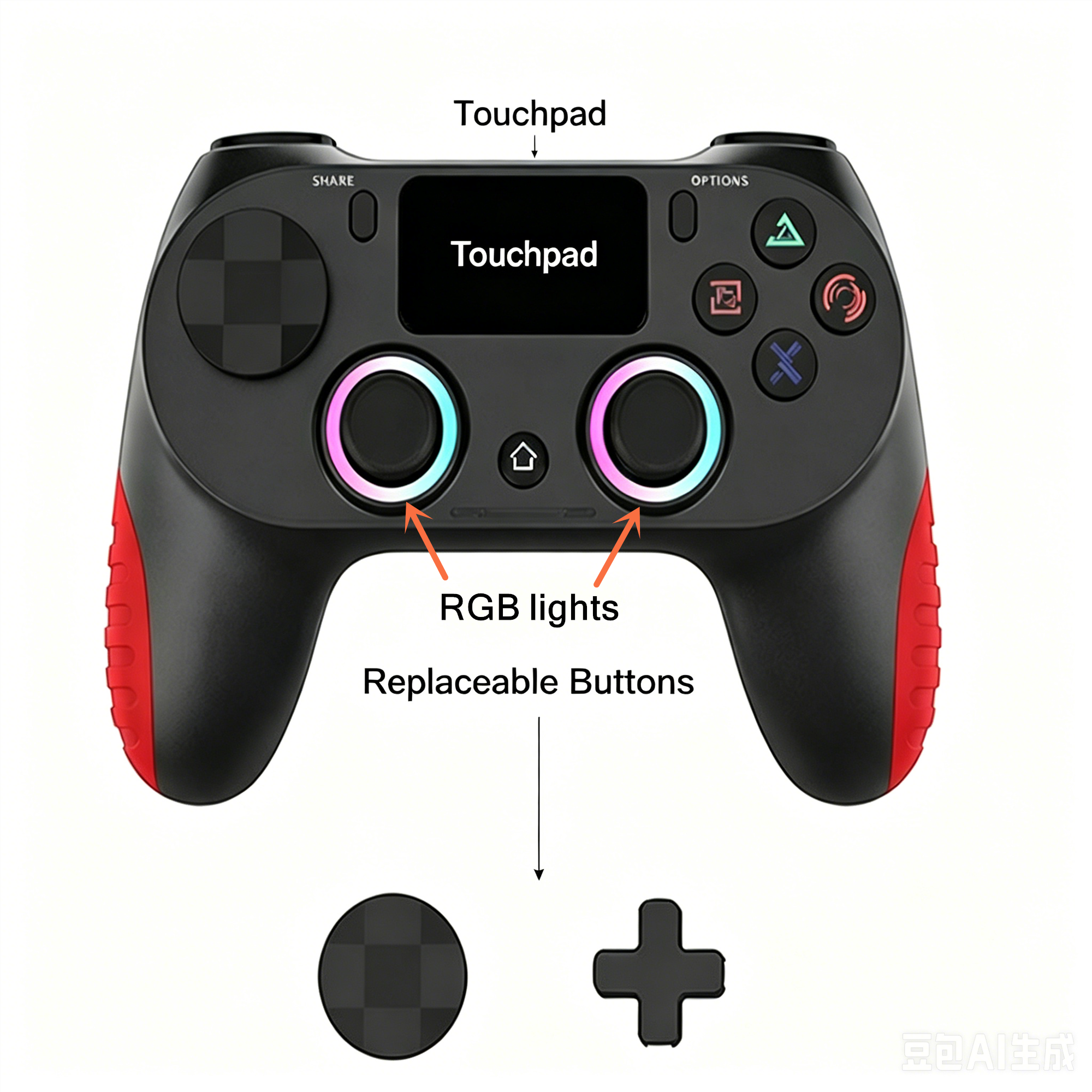 PS4 Wireless Bluetooth Gamepad LED Light Game Controller WithTouch Function  For Phone/PS3/PS4/smart TV
