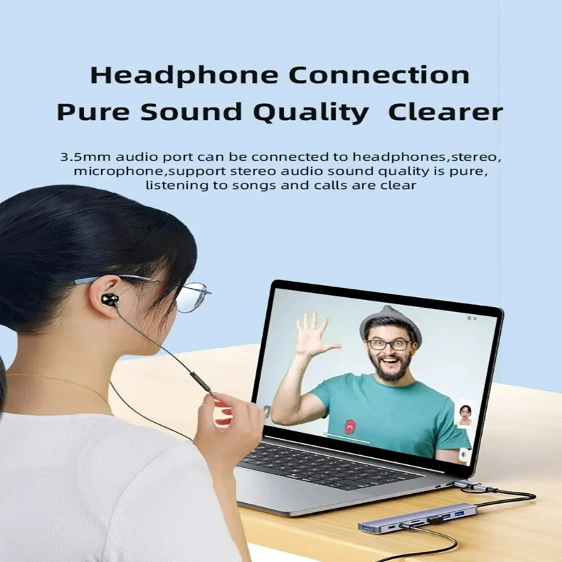 8in2 USB3.0 HUB USB C HUB TYPE-C Docking Station High Speed Transmission SD TF Card Reader Dock For PC Laptop