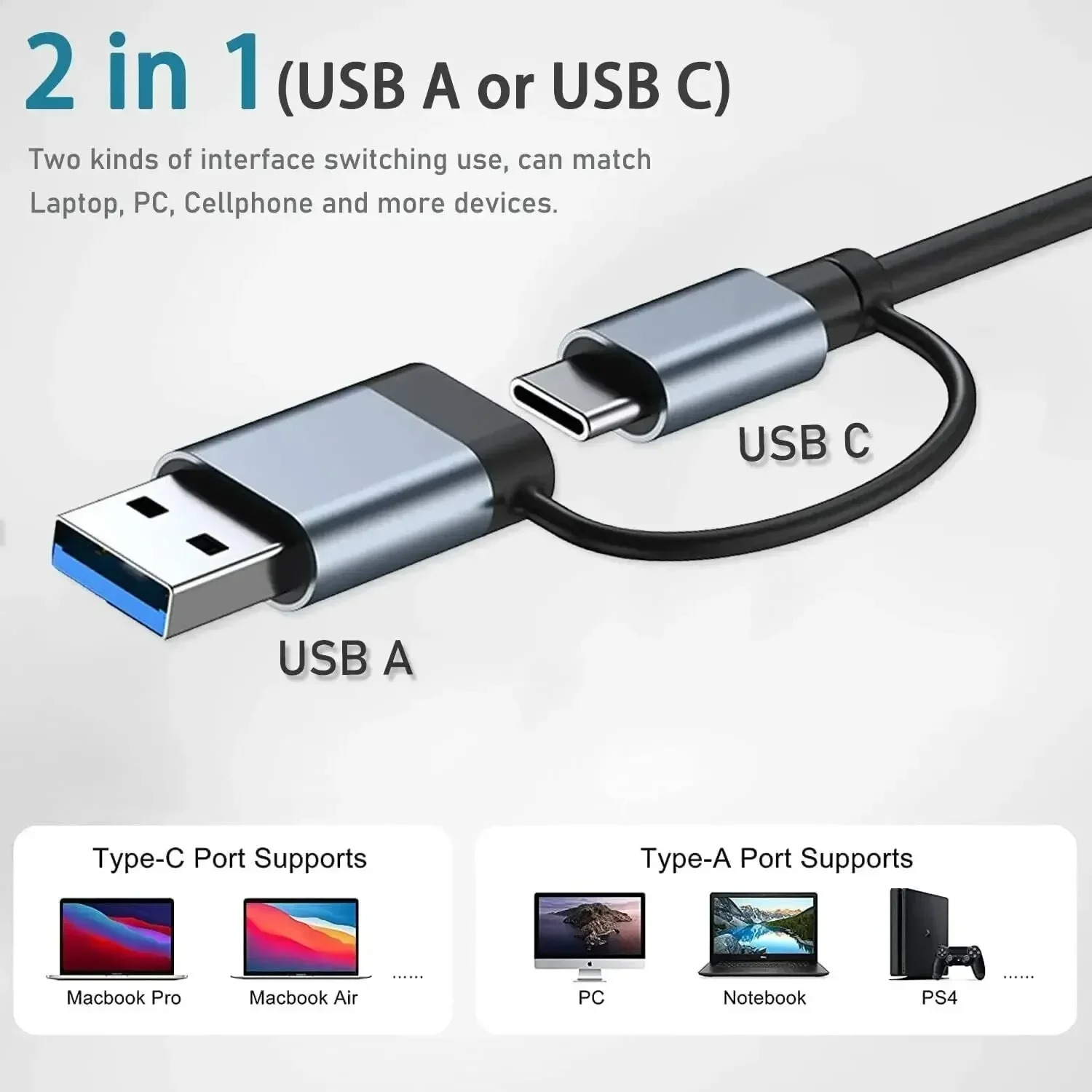 8in2 USB3.0 HUB USB C HUB TYPE-C Docking Station High Speed Transmission SD TF Card Reader Dock For PC Laptop