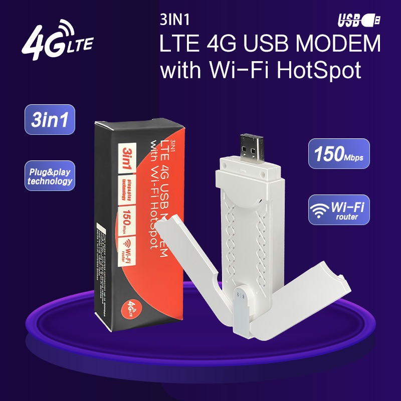 4G LTE 150Mbps USB Plug Play Pocket Wifi Adapter With Antenna Wifi Modem Router with Sim Card Slot