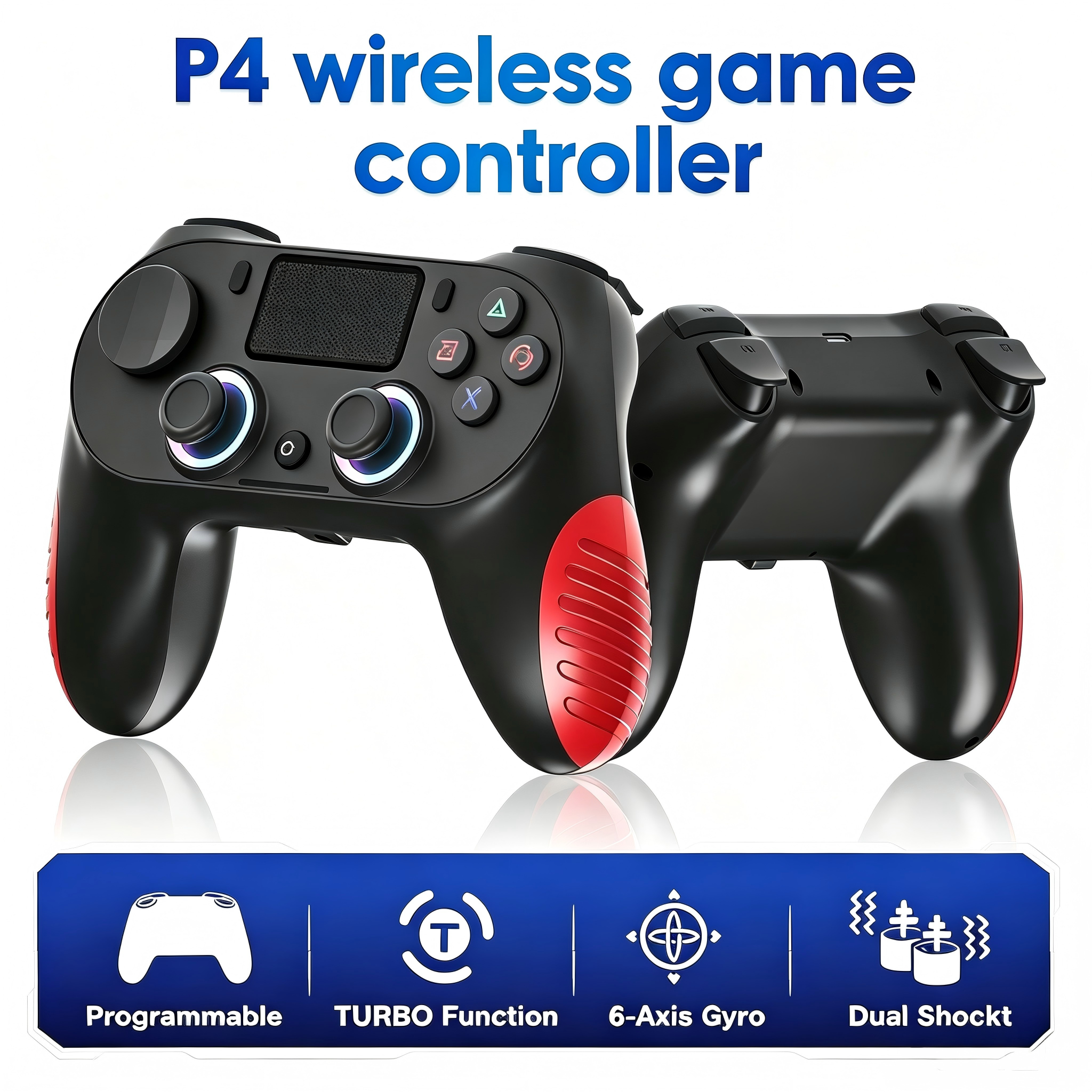 PS4 Wireless Bluetooth Gamepad LED Light Game Controller WithTouch Function  For Phone/PS3/PS4/smart TV