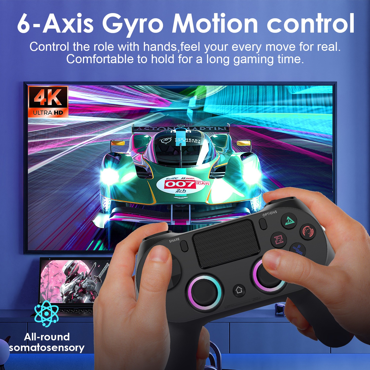 PS4 Wireless Bluetooth Gamepad LED Light Game Controller WithTouch Function  For Phone/PS3/PS4/smart TV