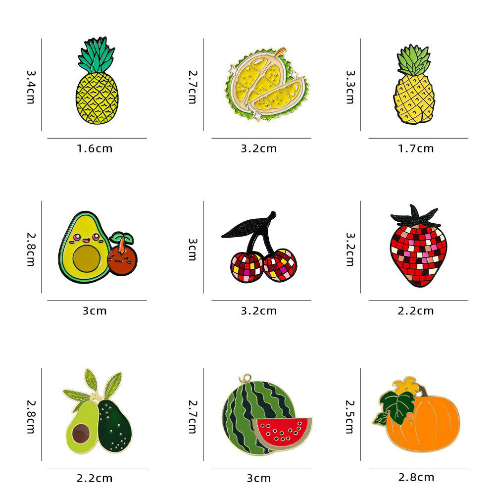 New Vegetable and Fruit Badge Metal Simulated Pumpkin Pineapple Cherry Cartoon Brooch Pin Accessories for Men and Women