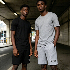 SXCHEN New Men's Shorts Men's Elastic-Waist Drawstring Knee-Length Shorts with Side Pockets | 1 Pair or 2-Pair Set | Black / Grey | XL-4XL