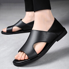 SXCHEN Men Shoes Casual Sandals Summer Minimalist Cut-Out Detail, Durable Stitching, Suitable For Urban Outings & Relaxed Summer Outfits, All Sizes Available Men's Shoes Sports Sandals Black