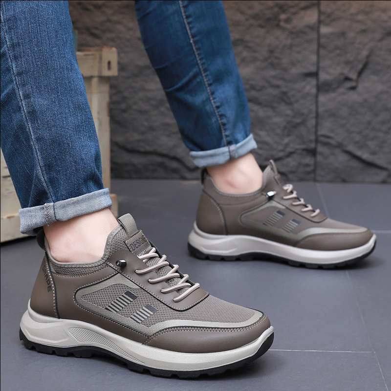 SXCHEN Shoes Men's Shoes Sneakers New Comfortable And Breathable Casual Sports Shoes Soft-Soled Non-Slip Hiking Shoes Flexible Anti-Slip Sole Pu Boy Shoe Easy Pull Tab Coffee color 41 42 43 44