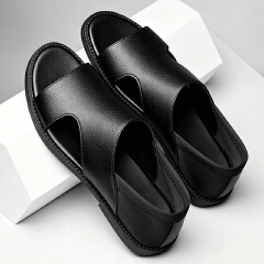 SXCHEN Men Shoes Casual Sandals Summer Minimalist Cut-Out Detail, Durable Stitching, Suitable For Urban Outings & Relaxed Summer Outfits, All Sizes Available Men's Shoes Sports Sandals Black