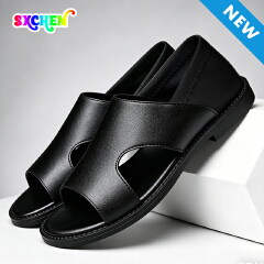 SXCHEN Men Shoes Casual Sandals Summer Minimalist Cut-Out Detail, Durable Stitching, Suitable For Urban Outings & Relaxed Summer Outfits, All Sizes Available Men's Shoes Sports Sandals Black