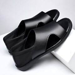 SXCHEN Men Shoes Casual Sandals Summer Minimalist Cut-Out Detail, Durable Stitching, Suitable For Urban Outings & Relaxed Summer Outfits, All Sizes Available Men's Shoes Sports Sandals Black