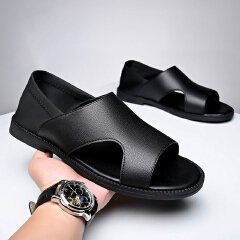 SXCHEN Men Shoes Casual Sandals Summer Minimalist Cut-Out Detail, Durable Stitching, Suitable For Urban Outings & Relaxed Summer Outfits, All Sizes Available Men's Shoes Sports Sandals Black