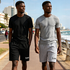 SXCHEN New Men's Shorts Men's Elastic-Waist Drawstring Knee-Length Shorts with Side Pockets | 1 Pair or 2-Pair Set | Black / Grey | XL-4XL