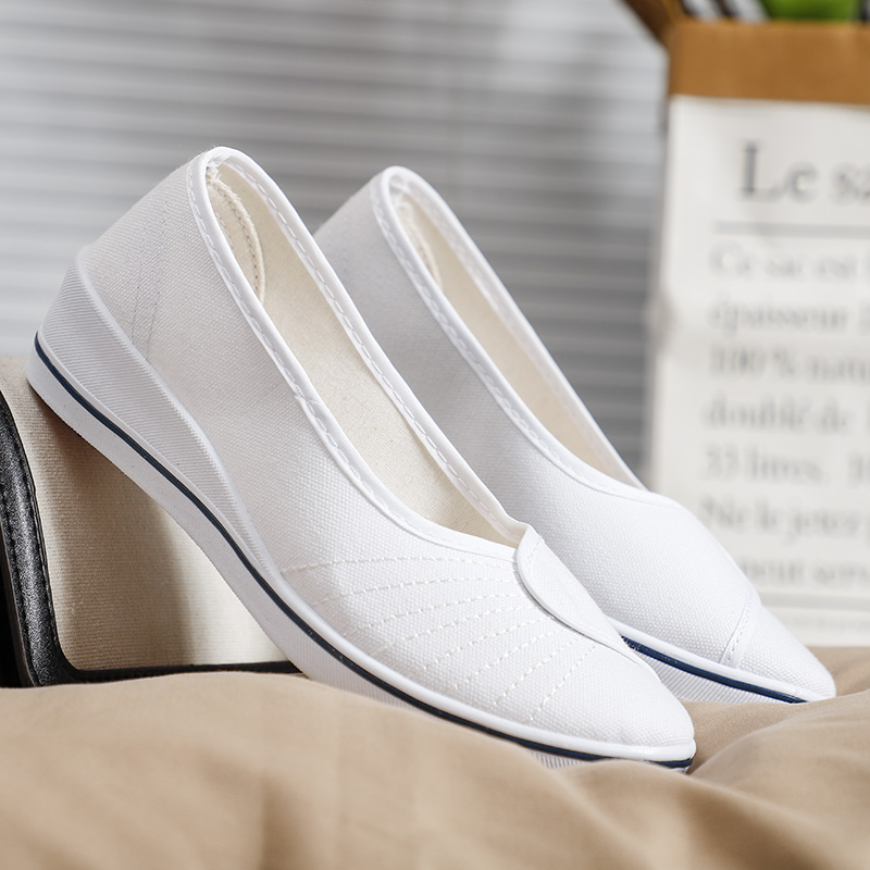 SXCHEN Women's Shoes Small White Shoes Loafers Nurse Shoes Female Ladies Shoes White Wedge Soft Bottom New Cloth Shoes Flat Party Office Girl Lovers Gift Latest Shoes Mom Shoe Sneakers Plus Size Black