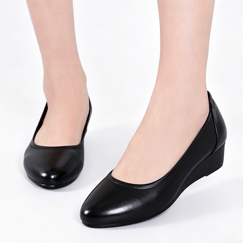 SXCHEN Ladies Shoes Wedge Heels Ballet & Dance Women's Leather Shoes Soft Leather Comfortable Soft Kitchen Work Flat Shoes Mom Shoes Student Fashion Girl Gift Travel Latest Shoes Office Wedding