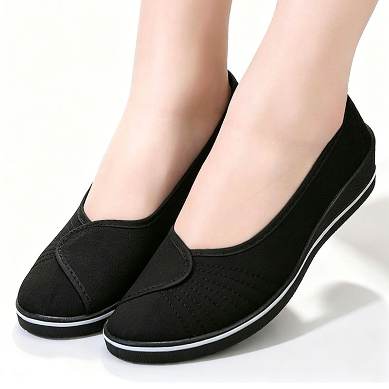 SXCHEN Women's Shoes Small White Shoes Loafers Nurse Shoes Female Ladies Shoes White Wedge Soft Bottom New Cloth Shoes Flat Party Office Girl Lovers Gift Latest Shoes Mom Shoe Sneakers Plus Size Black